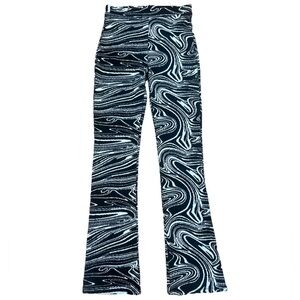 Zara Black and White Swirl Knit Flared Pants Size Medium